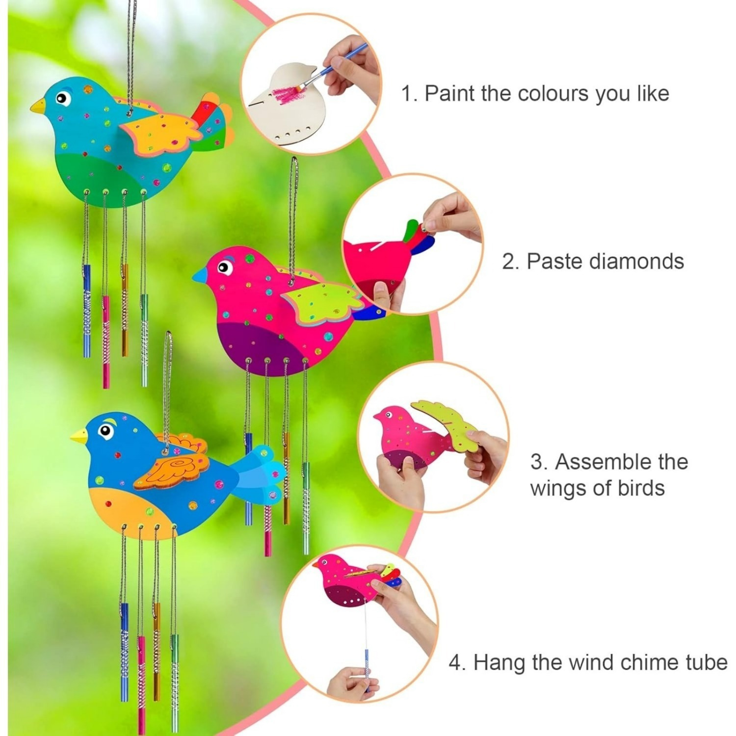 Kit de fabrication de carillons éoliens de 35 pièces avec motifs d'oiseaux 3d – Image 4