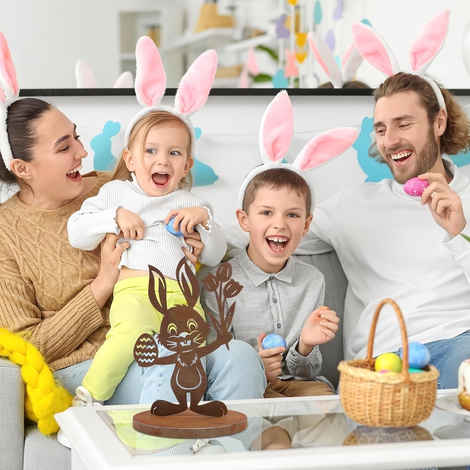 Décorations de table, lapin de pâques en métal, décor de pâques, lapin – Image 2