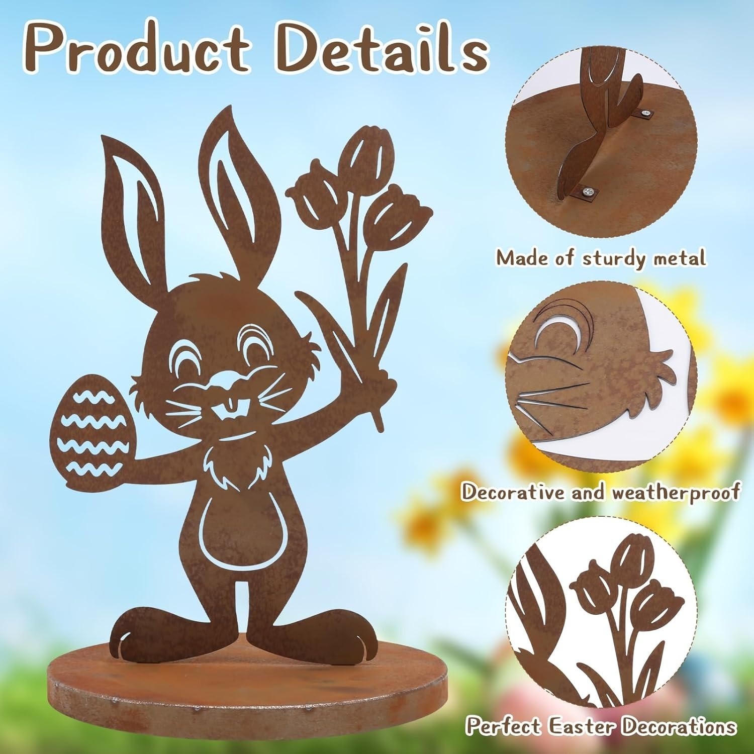 Décorations de table, lapin de pâques en métal, décor de pâques, lapin – Image 5