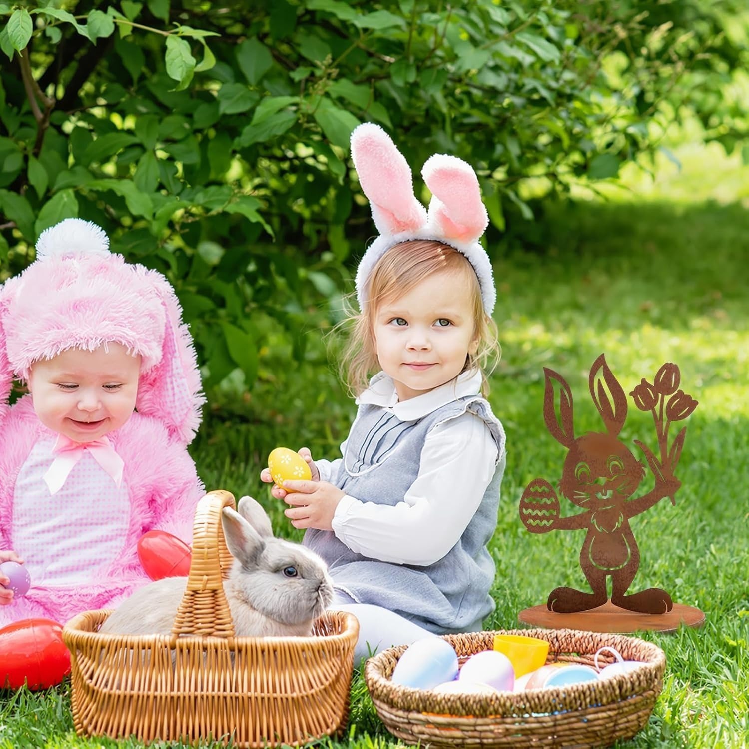 Décorations de table, lapin de pâques en métal, décor de pâques, lapin – Image 3