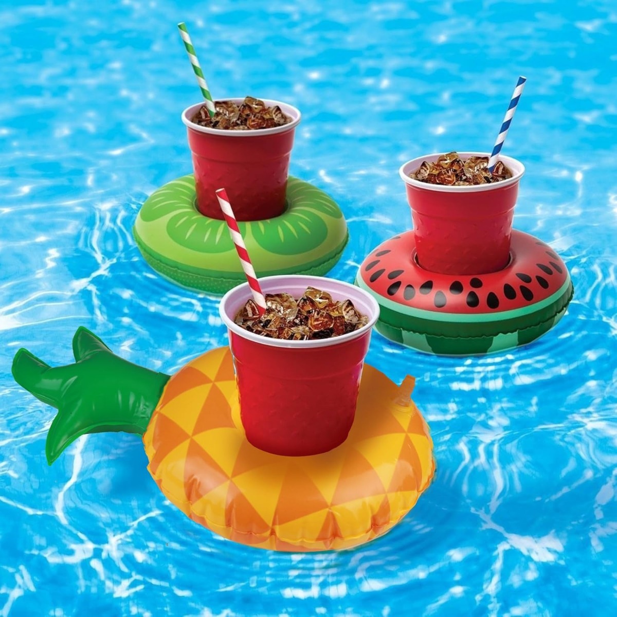 12-Piece Inflatable Pool Coaster Set – Floating Drink Holders With Fun Summer Designs For Pool Parties, Beach Parties, And Outdoor Events — foto 5
