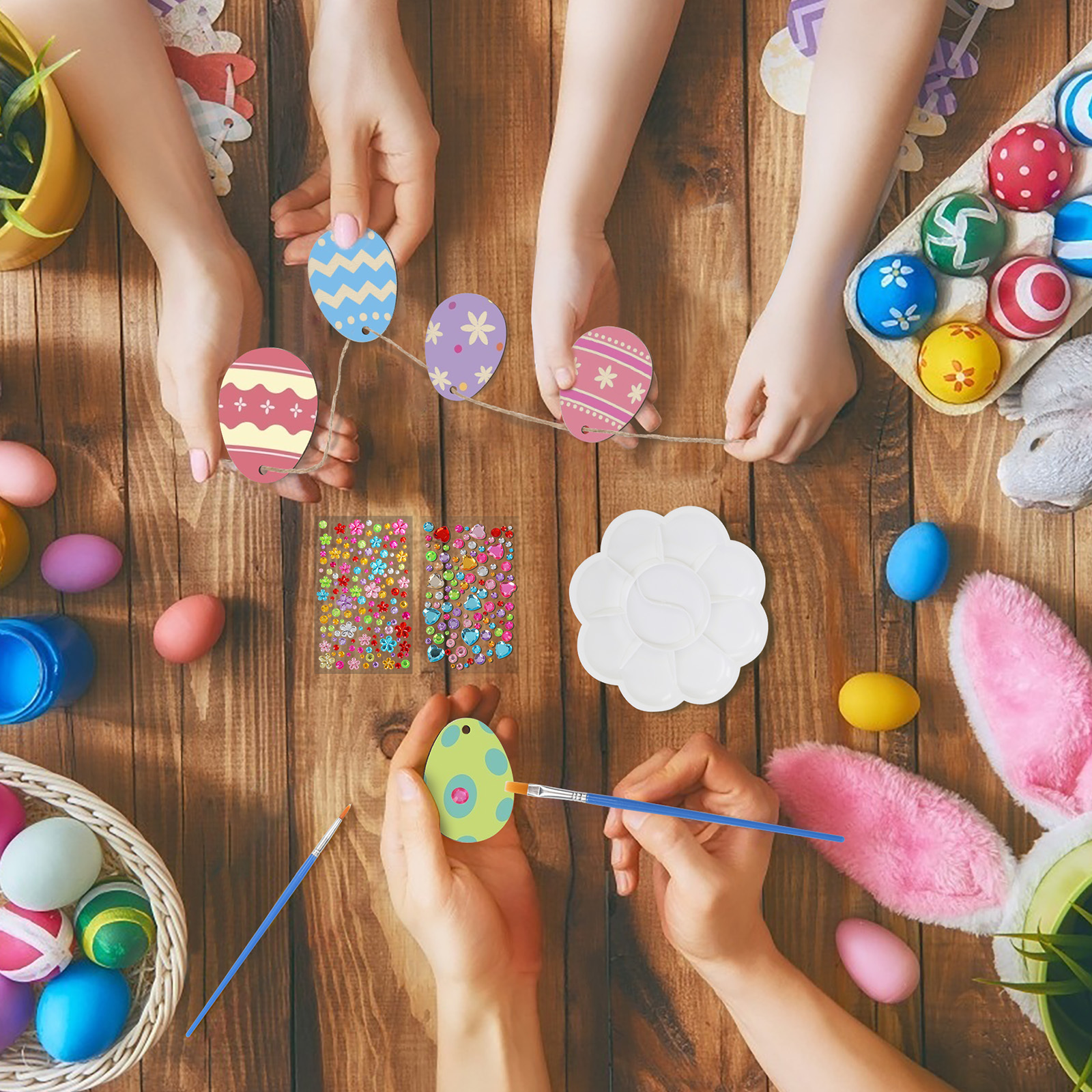 Wooden Easter Eggs with Brushes