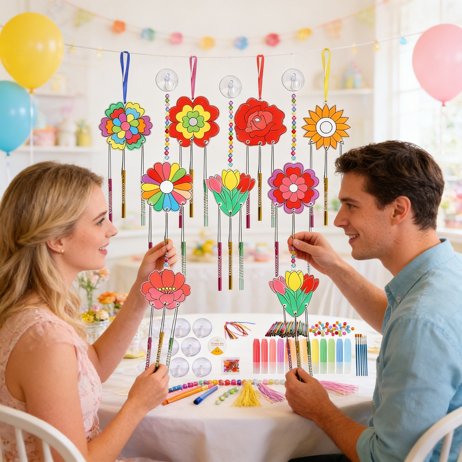 Window Color Set with Flowers