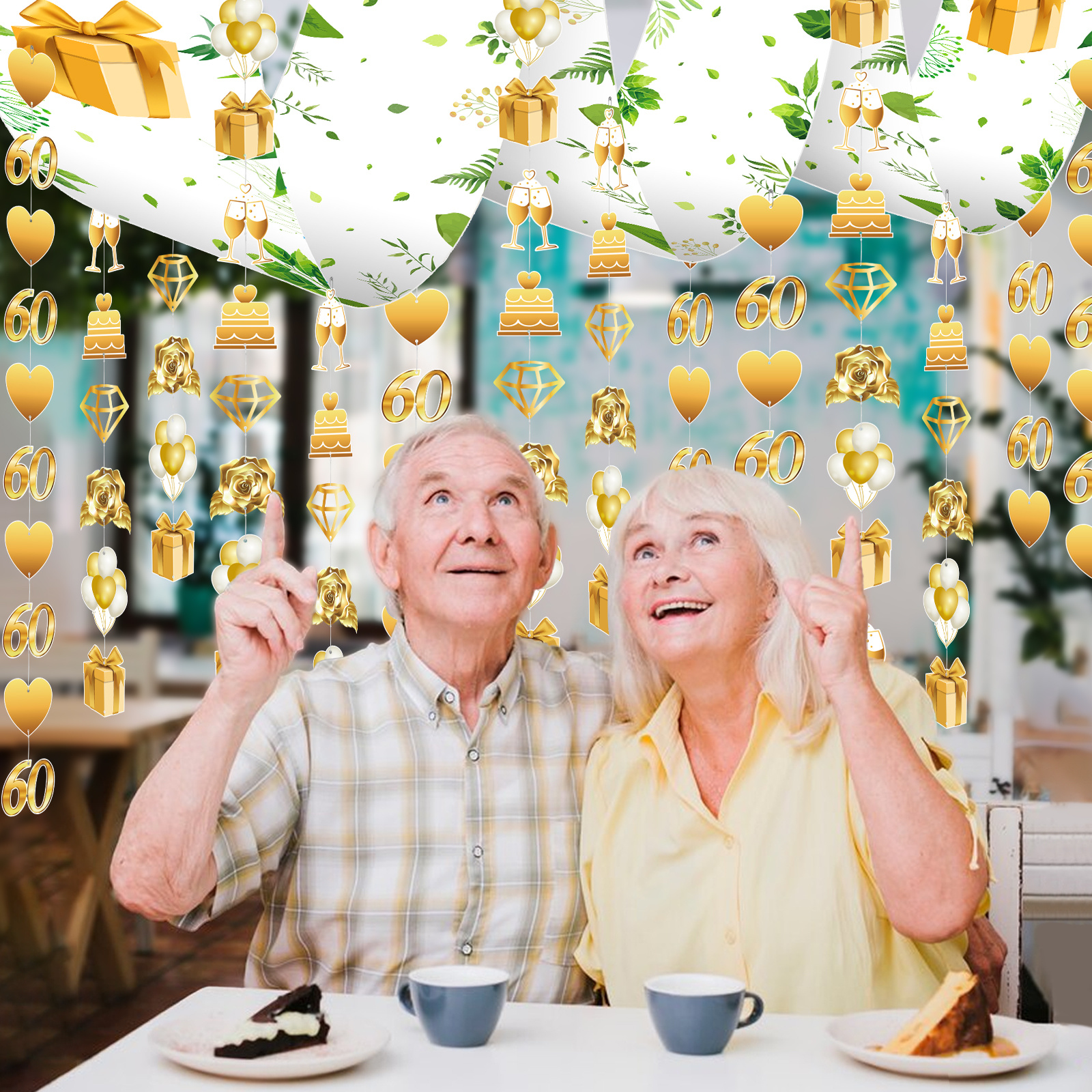 60th Birthday Ceiling Decoration Set - Complete Ceiling Decoration Set For Anniversary Celebrations - Party Supplies Set — foto 4