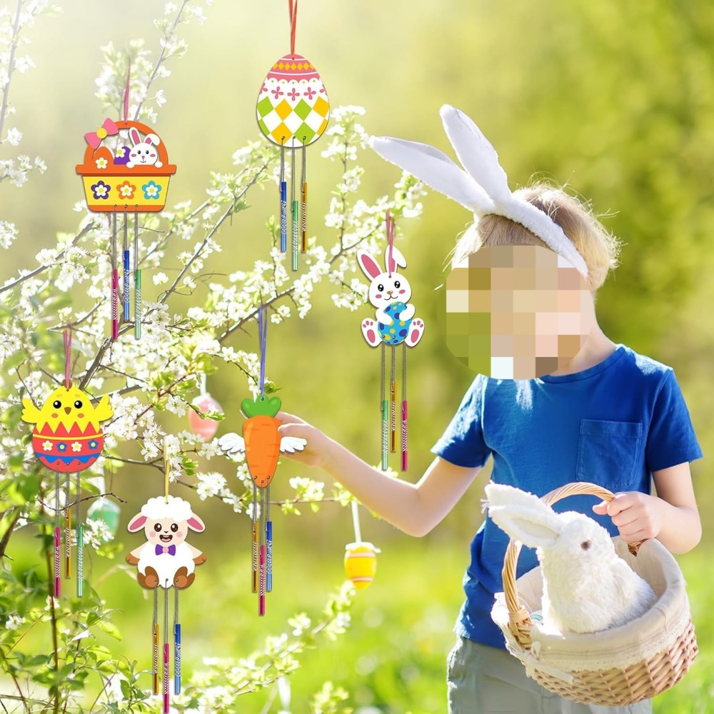 59-Piece Easter Craft Kit, Easter Decorations With Wind Chime Pendants, Rhinestones, Paintbrushes, And String For A DIY Easter Decoration And Party Supplies Set — foto 5
