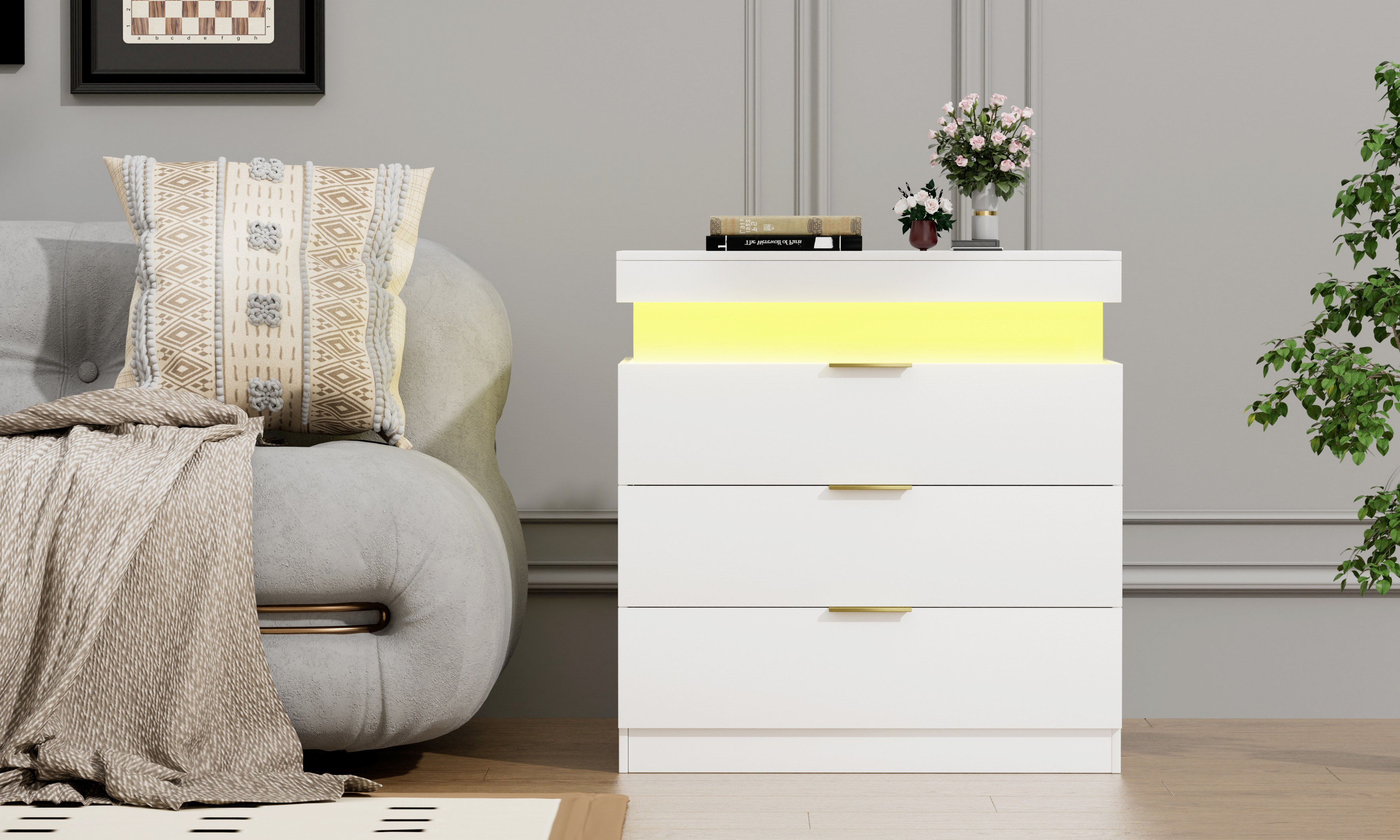 Bedside table sliding top drawer