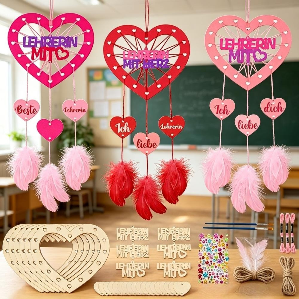 Dreamcatcher Gift For Teachers - Craft Kit With A Pointed Brush And 6 Wooden Discs For Party Decorations