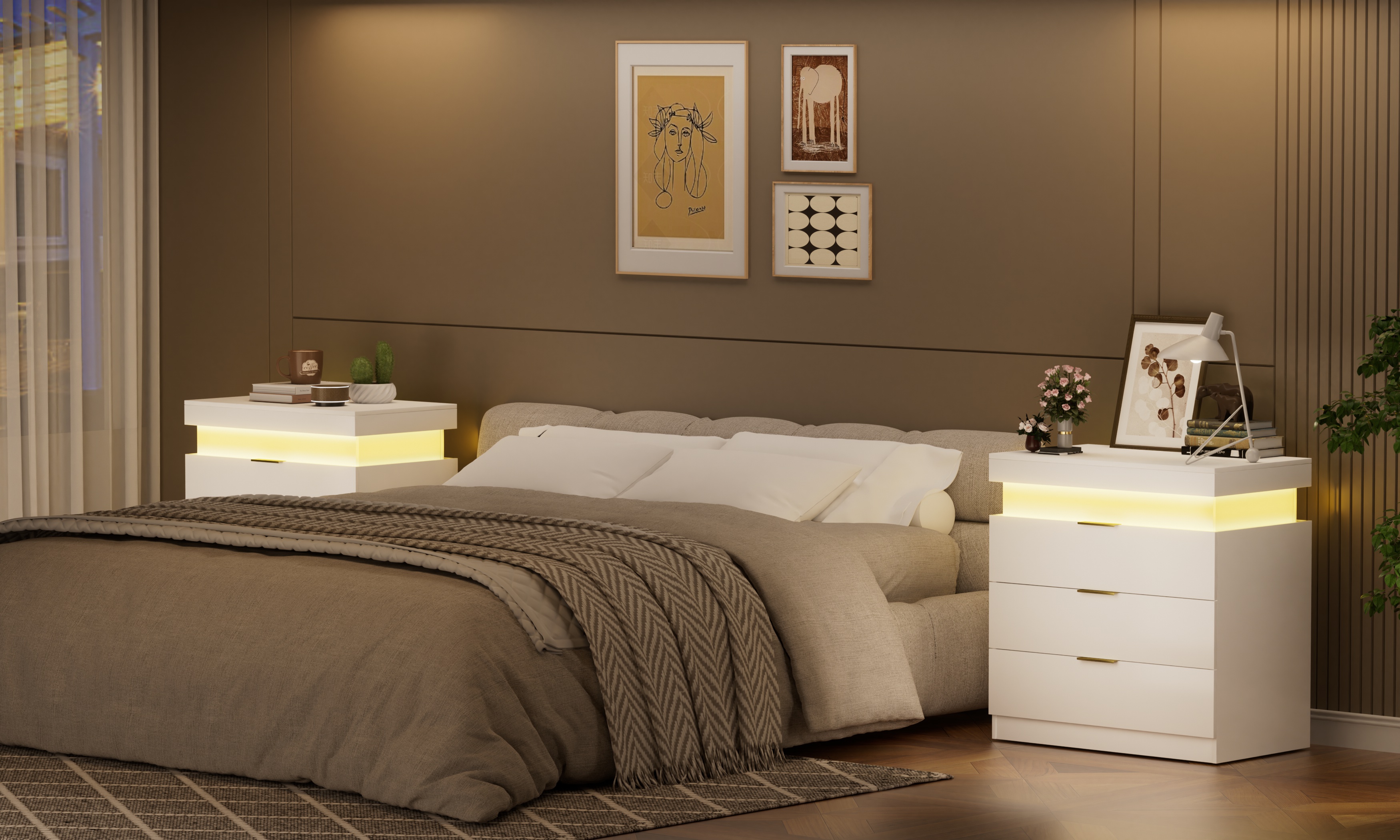 Bedside table with charging station
