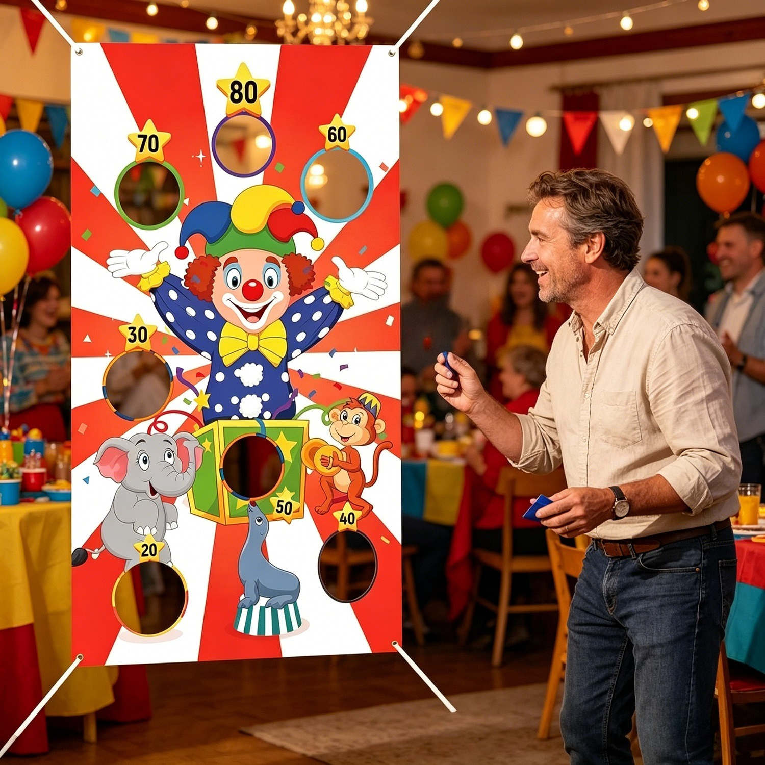 Throwing Game For Parties With A Banner, 3 Bags, And A 6-meter Rope - Fun Group Activity, Event, And Party Supplies