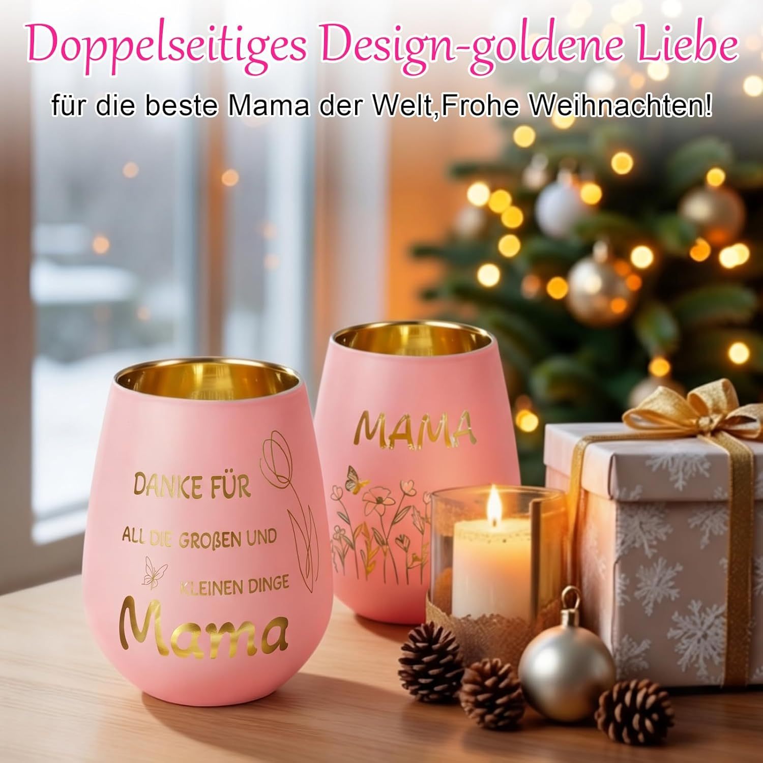 Pink Glass Candle Holder – Lantern-Shaped, With “MAMA” Engraving, As A Gift For Women 4