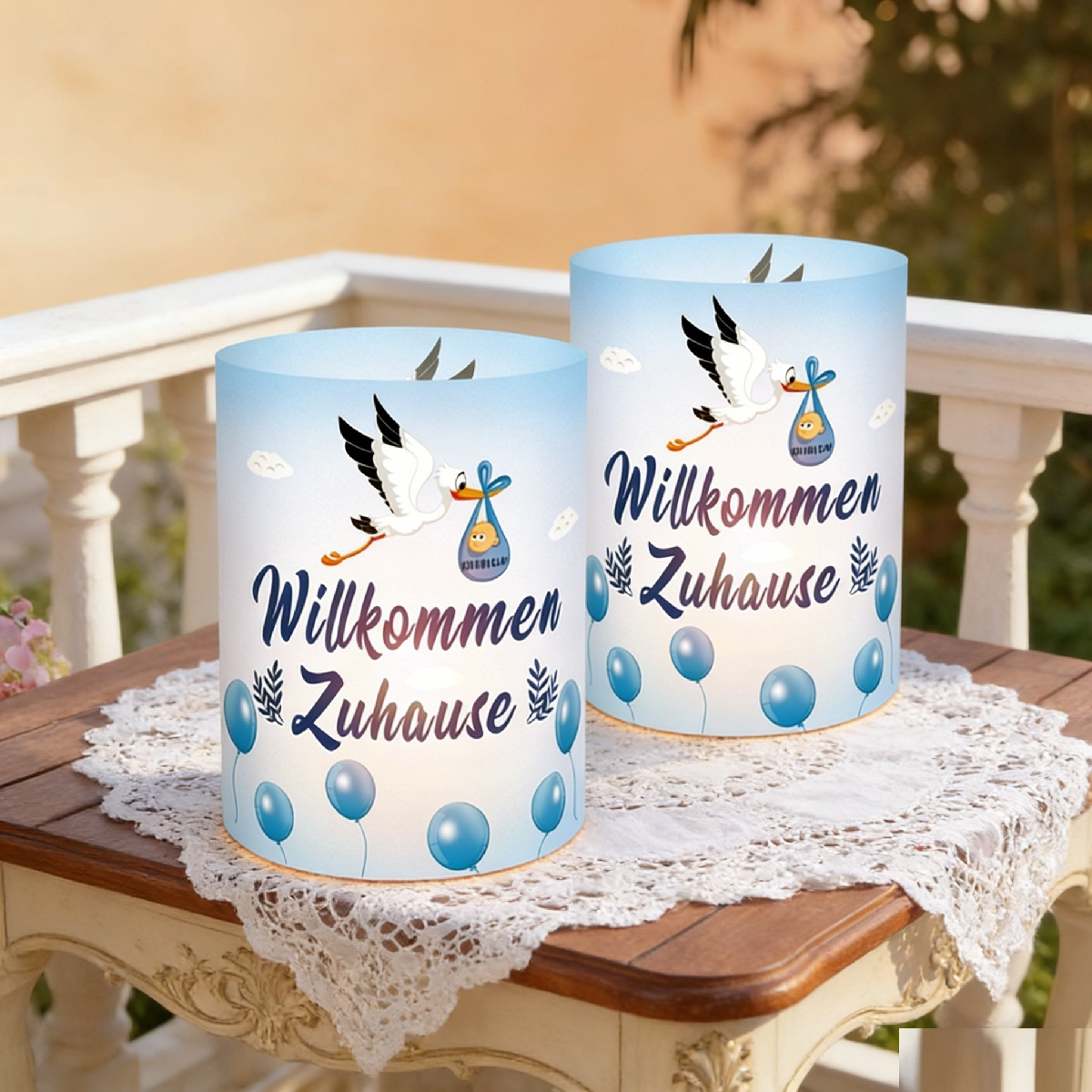 12-Piece “Welcome Home” Lantern Table Decoration Set In Blue, Heartwarming Christening Decor With “Welcome” Lettering, For Christening Celebrations & Welcome Party Decorations — foto 4