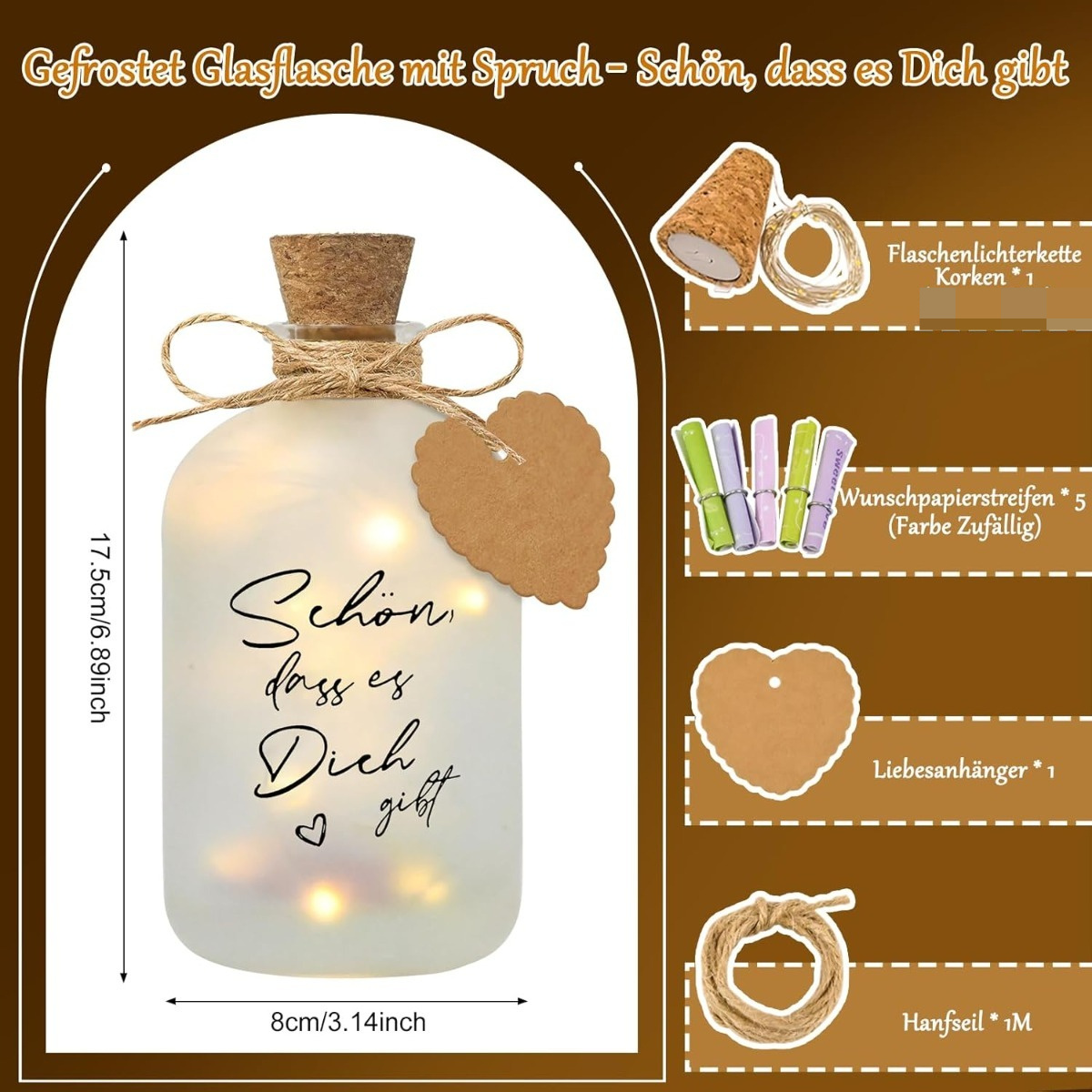 Message in a bottle with heart card