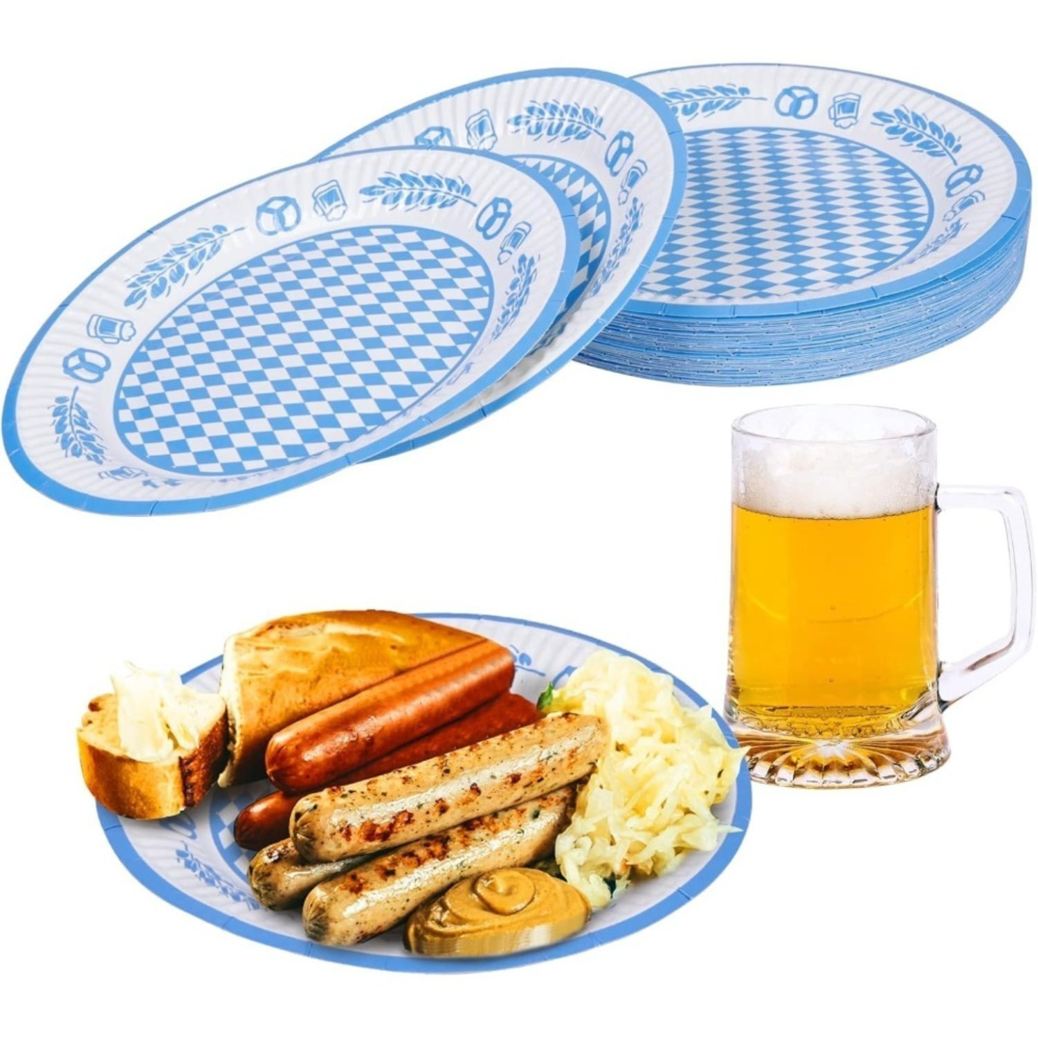 Oktoberfest Paper Plates, Set of 40