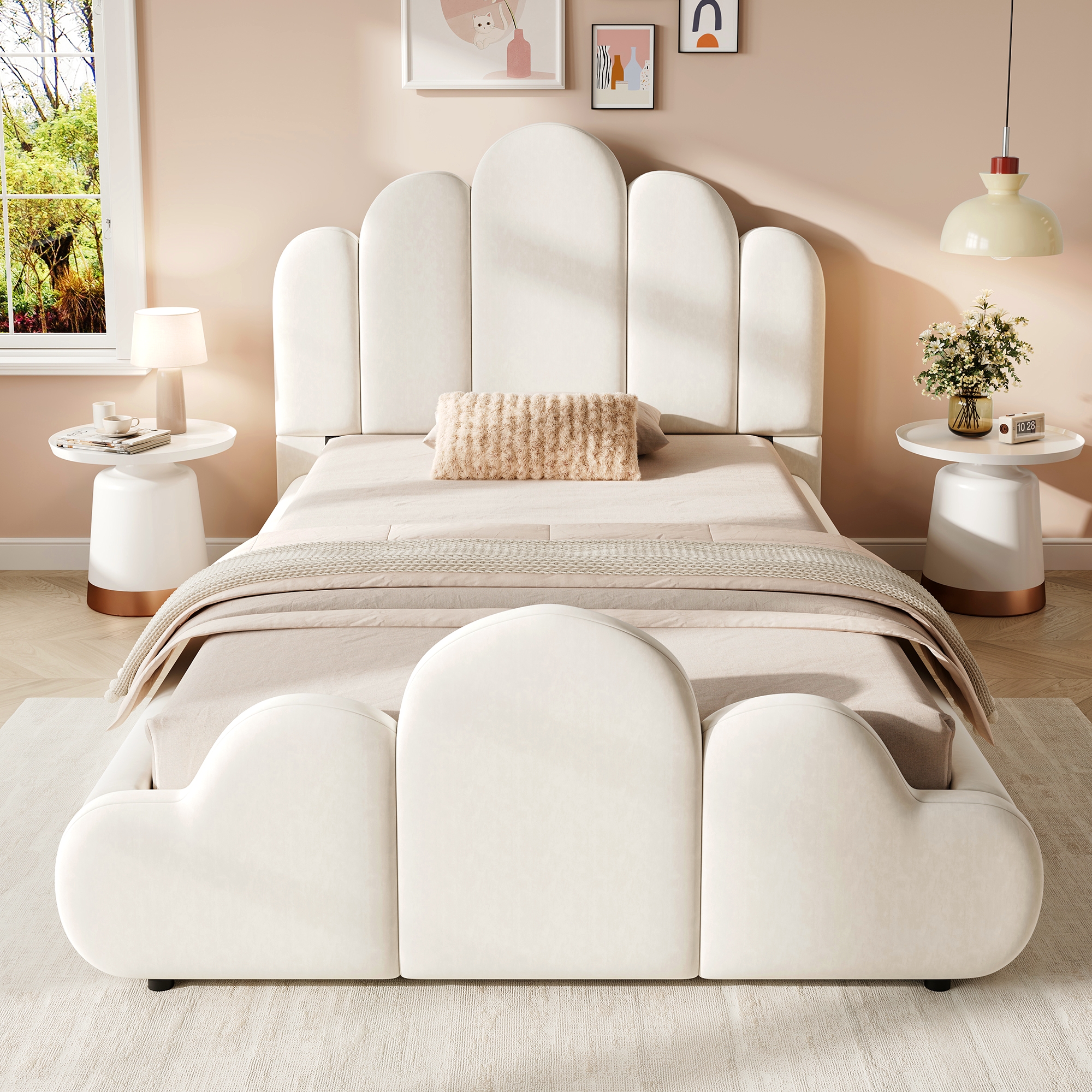 3FT Single Petal-Shaped Bed Frame 90 X 190 Cm, Upholstered With Five-Petal — image 2