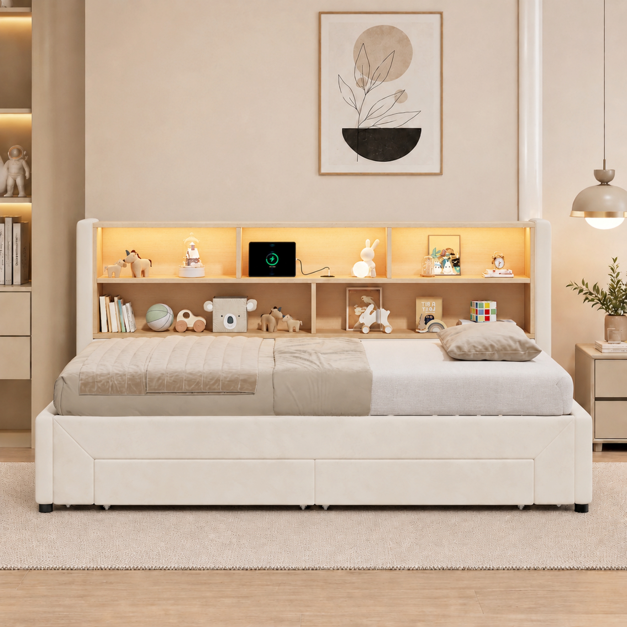 3FT Single Extendable Sofa Bed Frame 90 X 190 Cm, Convertible Pull-Out Guest — image 5