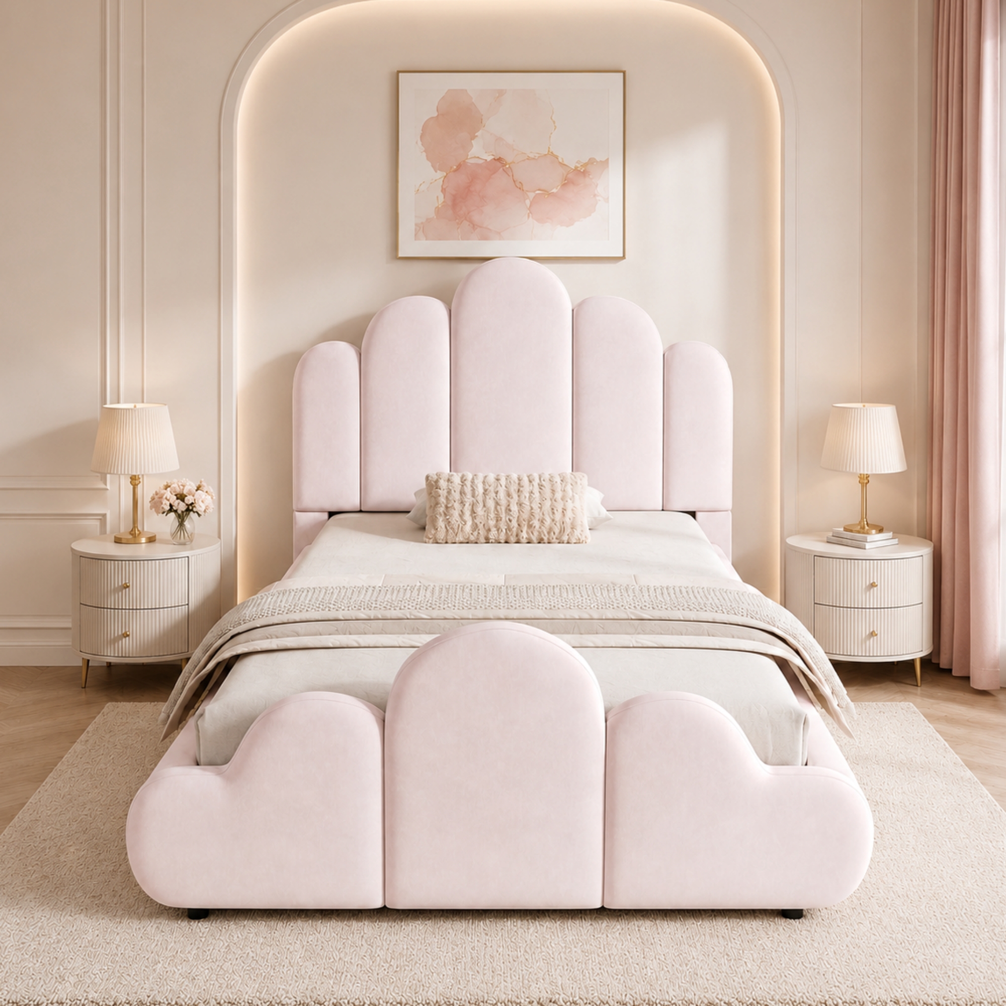3FT Single Petal-Shaped Bed Frame 90 X 190 Cm, Upholstered With Five-Petal — image 2