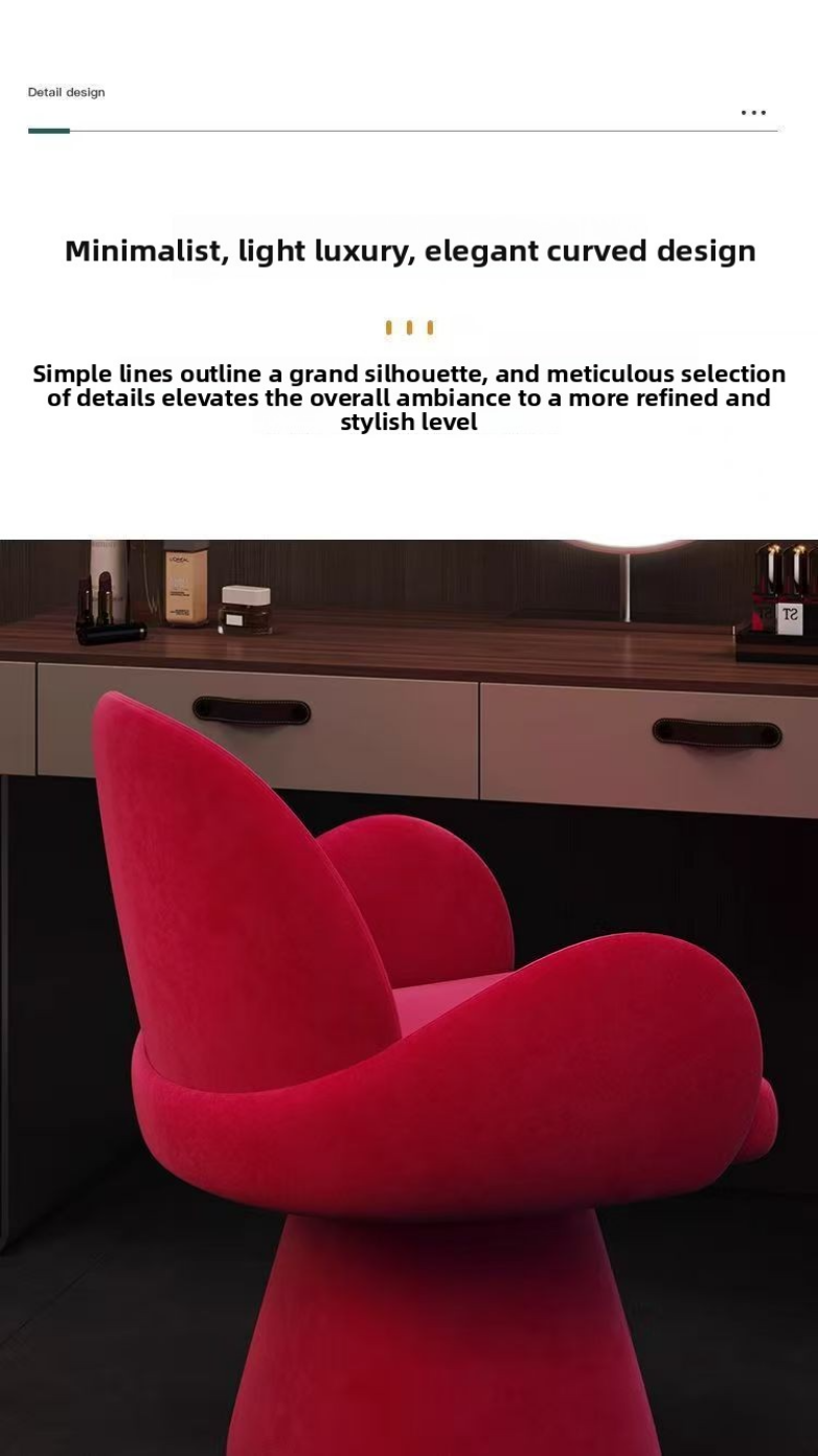 Light Makeup Stool, Bedroom Dressing Designer Chair, Ladies' Table Rotating Red — image 4