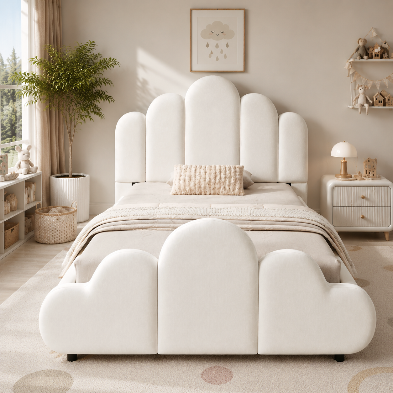 3FT Single Petal-Shaped Bed Frame 90 X 190 Cm, Upholstered With Five-Petal — image 5