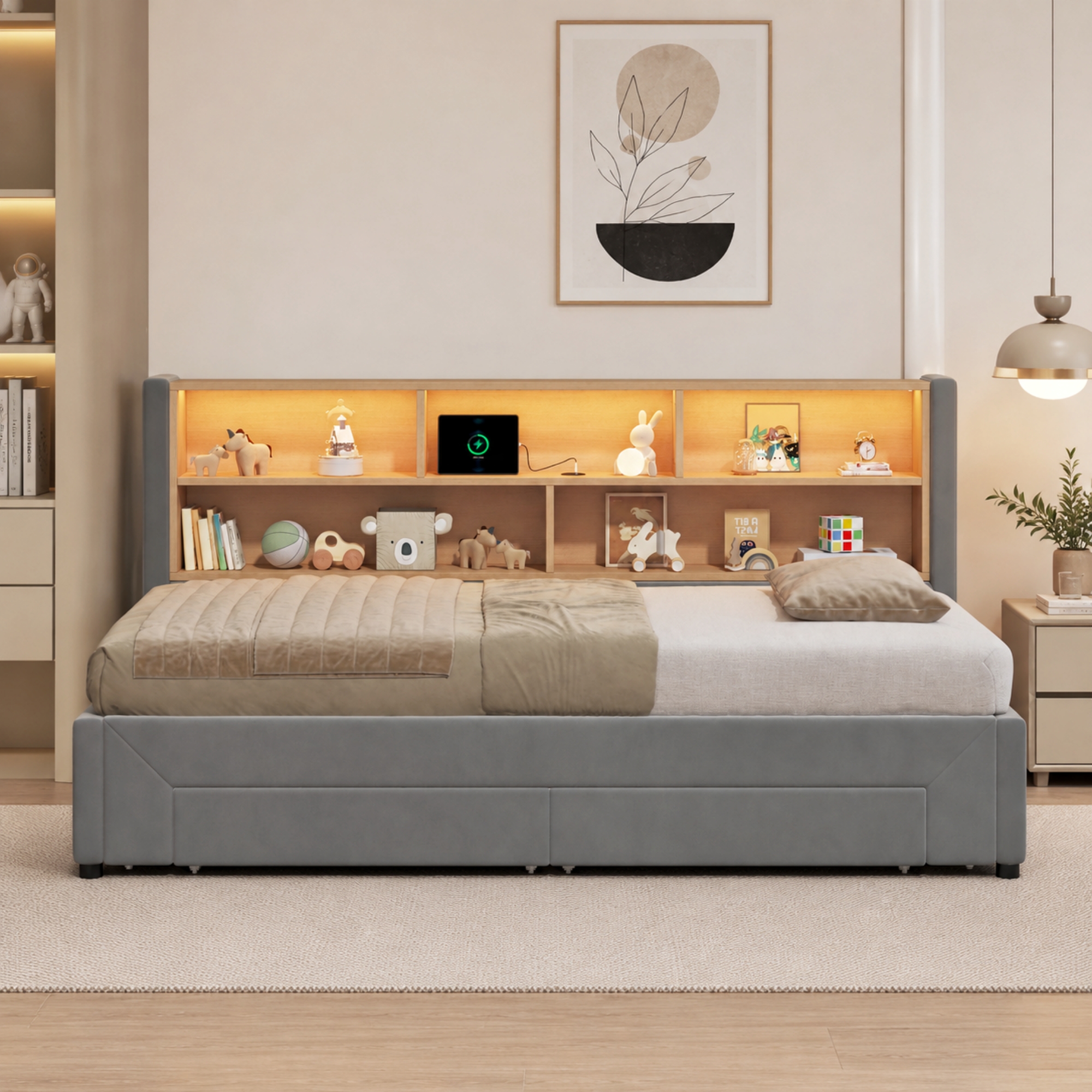3FT Single Extendable Sofa Bed Frame 90 X 190 Cm, Convertible Pull-Out Guest — image 5