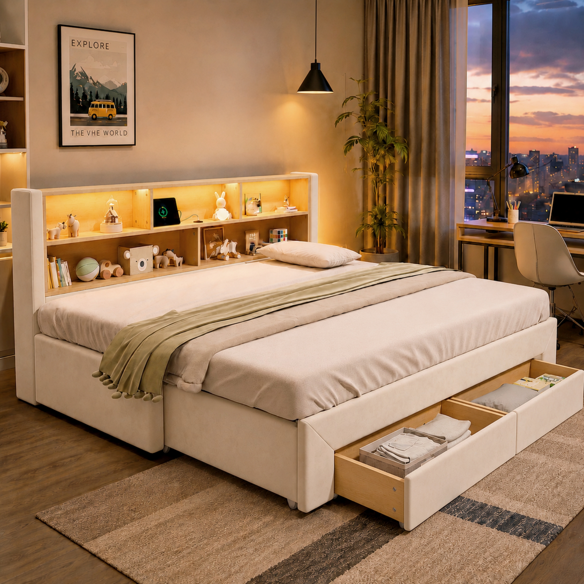 3FT Single Extendable Sofa Bed Frame 90 X 190 Cm, Convertible Pull-Out Guest — image 4