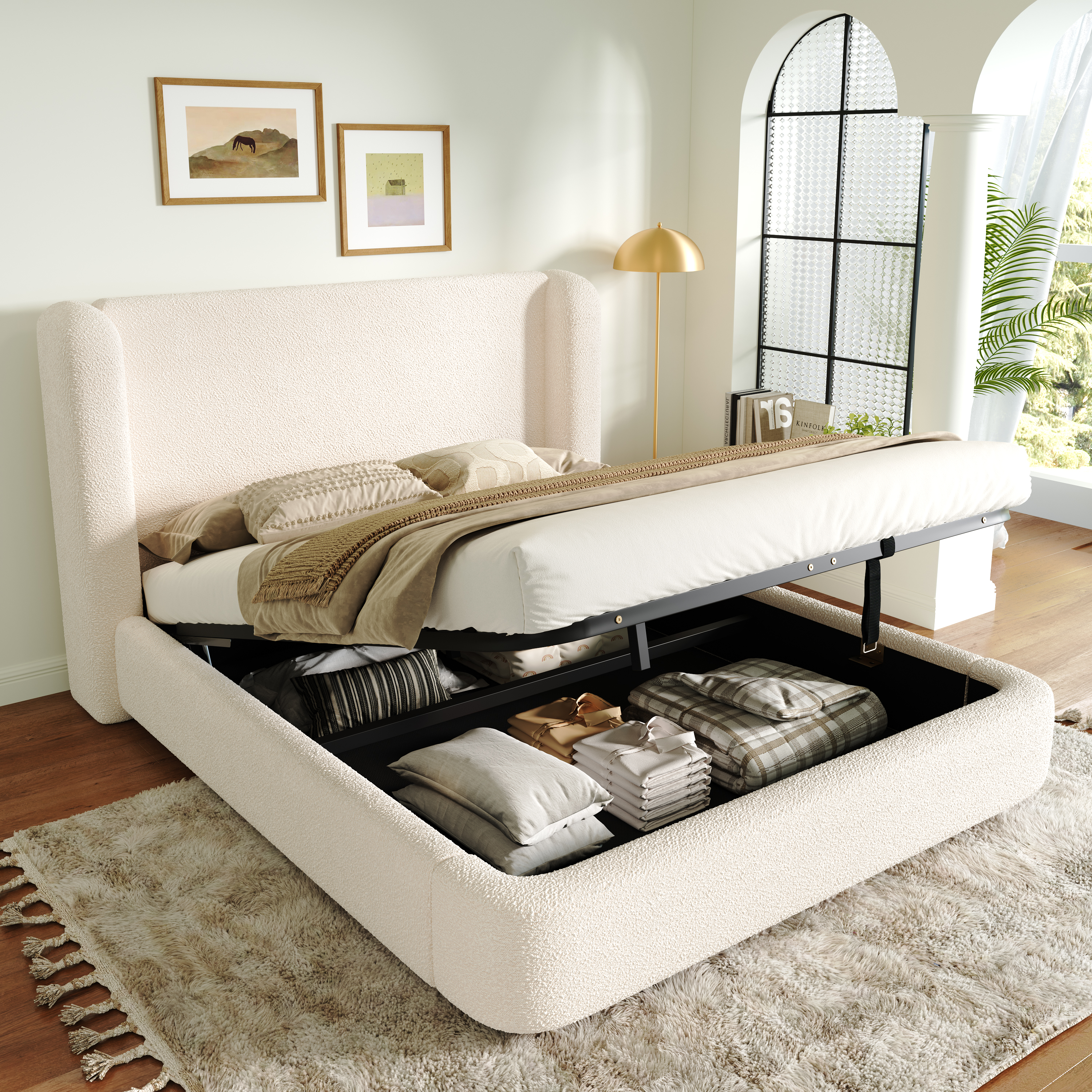5FT King Size Upholstered Ottoman Storage Bed 150 X 200 Cm Hydraulic Lift-Up — image 2