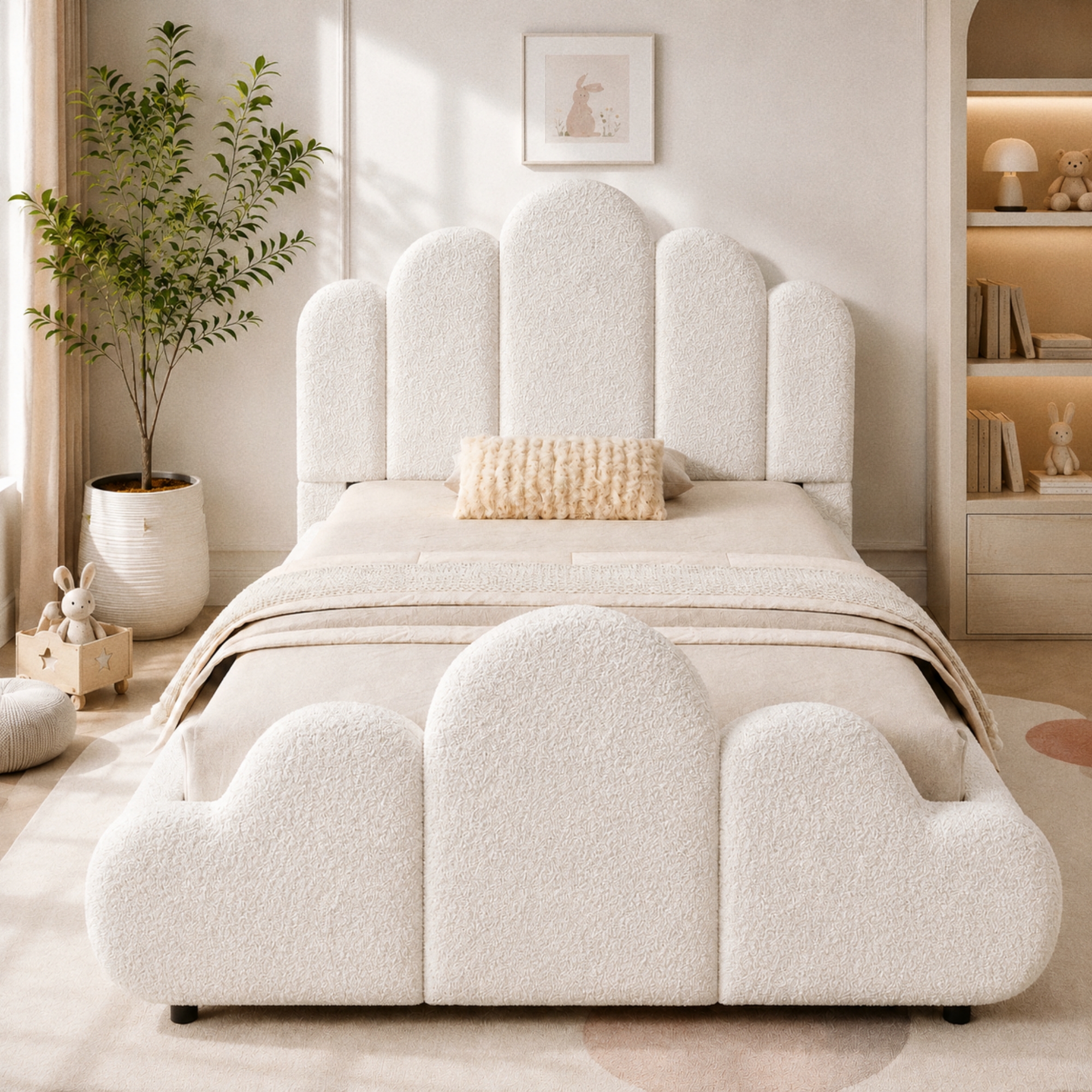 3FT Single Petal-Shaped Bed Frame 90 X 190 Cm, Upholstered With Five-Petal — image 5