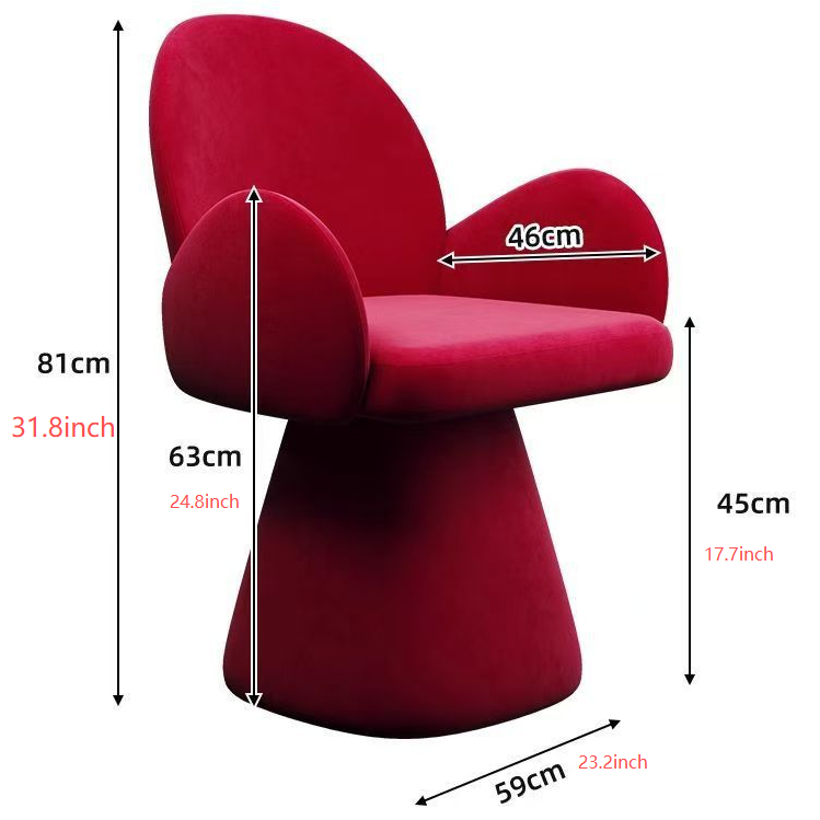 Light Makeup Stool, Bedroom Dressing Designer Chair, Ladies' Table Rotating Red — image 3