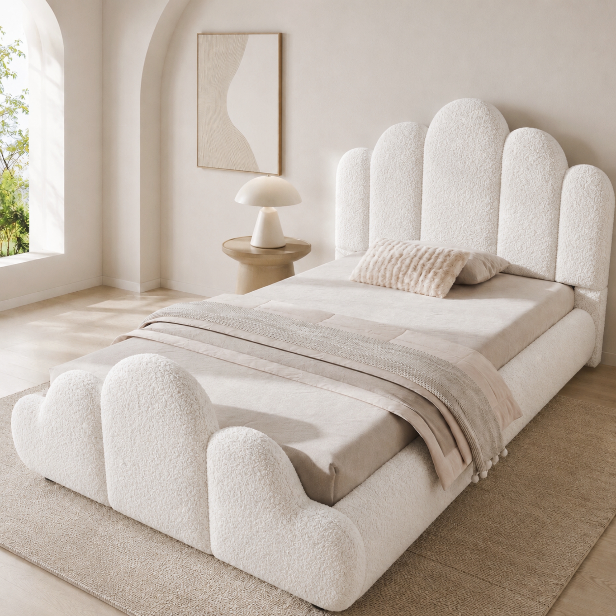 3FT Single Petal-Shaped Bed Frame 90 X 190 Cm, Upholstered With Five-Petal — image 4
