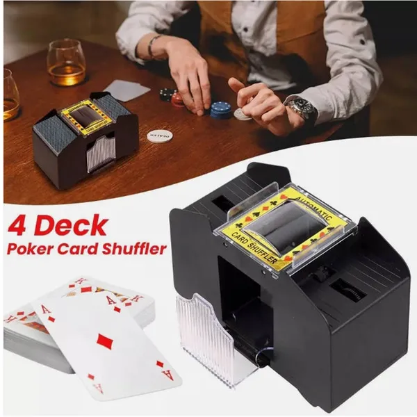 Electric Card Shuffler, Automatic Poker Card Shuffling Machine For 4 Decks, Casino Style
