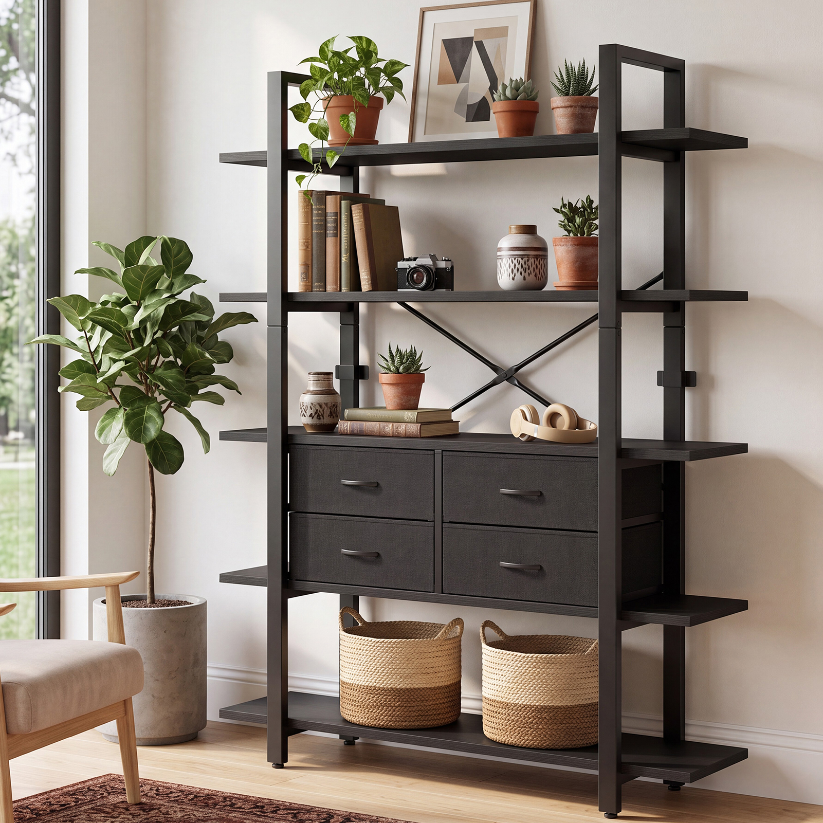 5 Tier Bookshelf with Drawers, picture 3 of 5