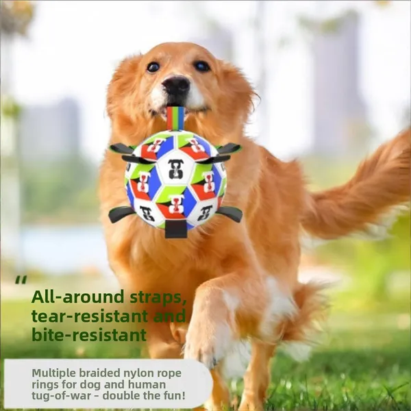 Dog Toys Soccer Ball With Straps, Interactive Toys For Tug Of War, Puppy Birthday Toy, Dog Balls For Medium Large Dog, Diameter