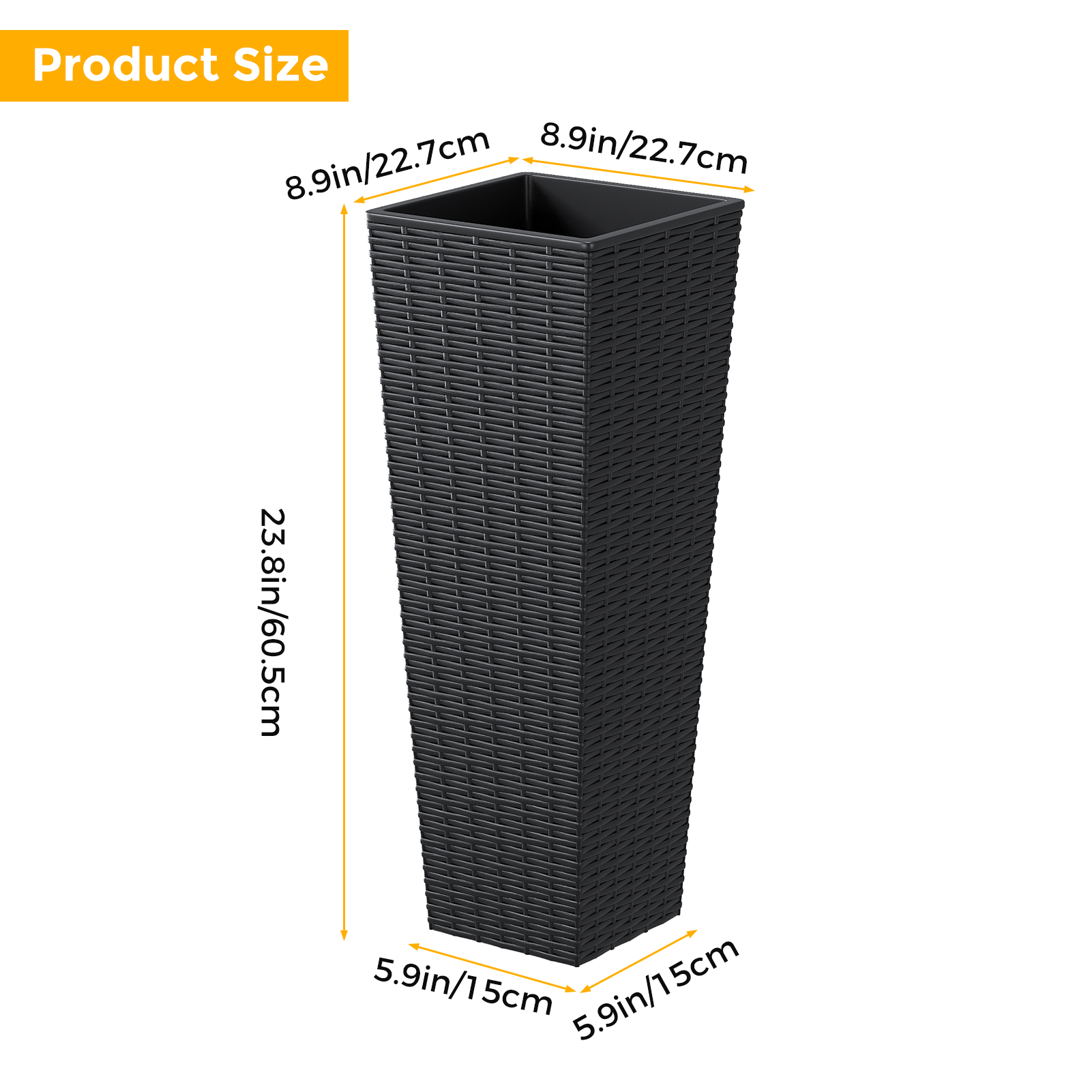 2pcs Resin Tall Plant Pots Large Tapered Flower Pots With Drainage…