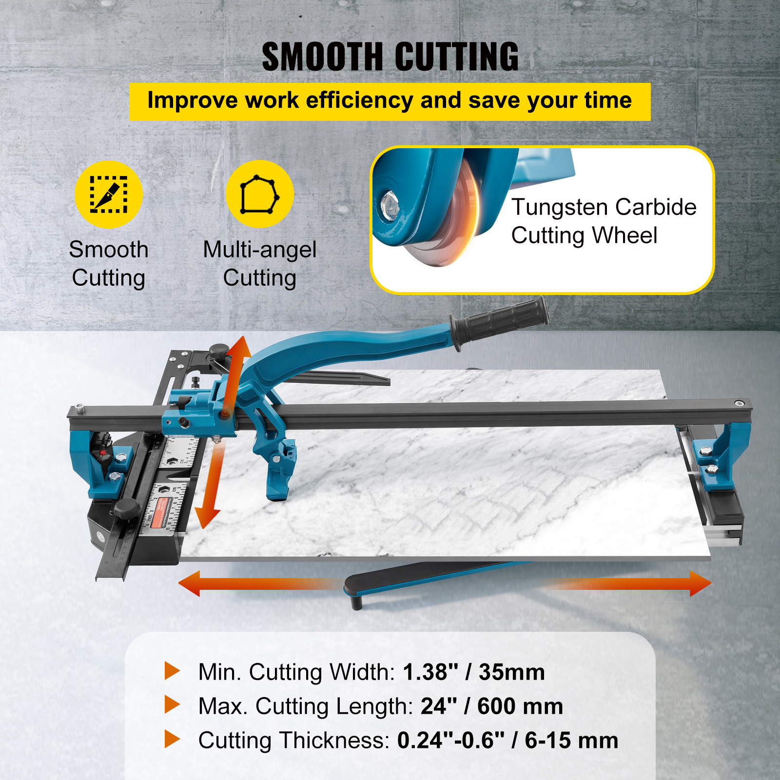 Manual Tile Cutter, 24 Inch, Porcelain Ceramic Tile Cutter With Tungsten Carbide Cutting Wheel, Infrared Positioning, Anti-Skid Feet, Durable Rails For Professional Installers Or Beginners — foto 5