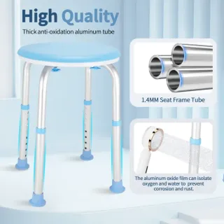 Swivel Shower Chair For Inside Shower, Adjustable Round Shower Stool With Back Scrubber, Shower Seat For Inside Tub Bathroom Ben