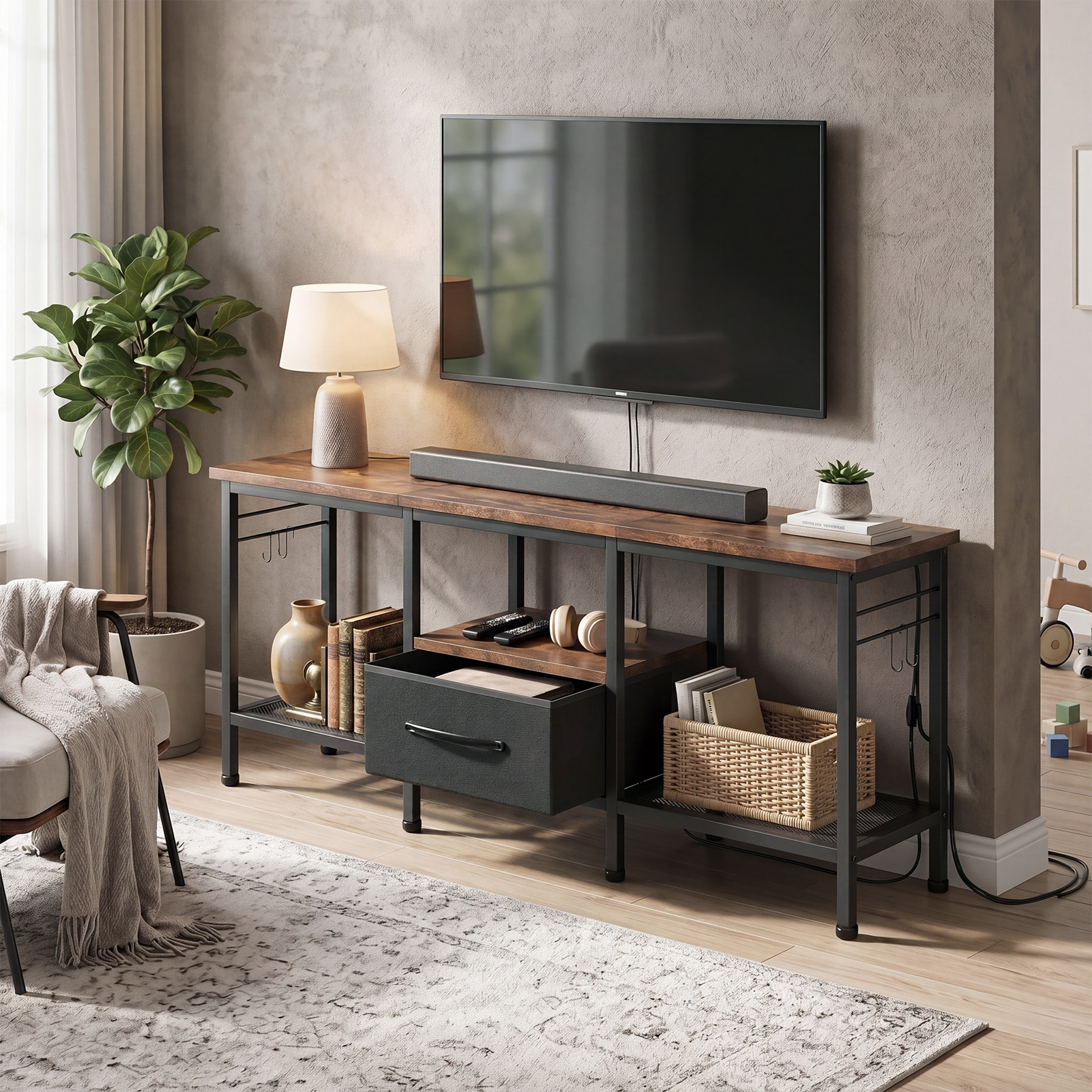 TV Stand with Fabric Drawer, picture 2 of 5