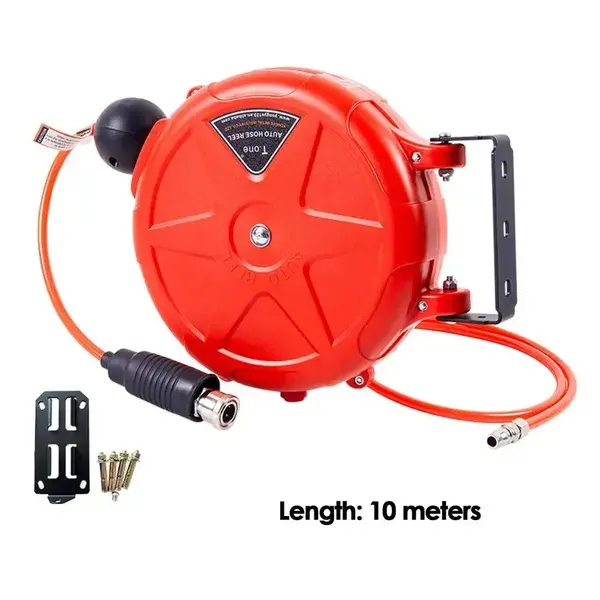 10-Meter Retractable Air Compressor Hose Reel, Wall-Mounted