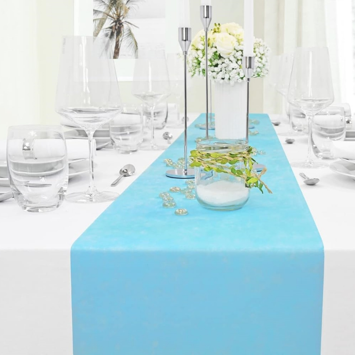 Sky-Blue Non-Woven Table Runner Roll, picture 4 of 4
