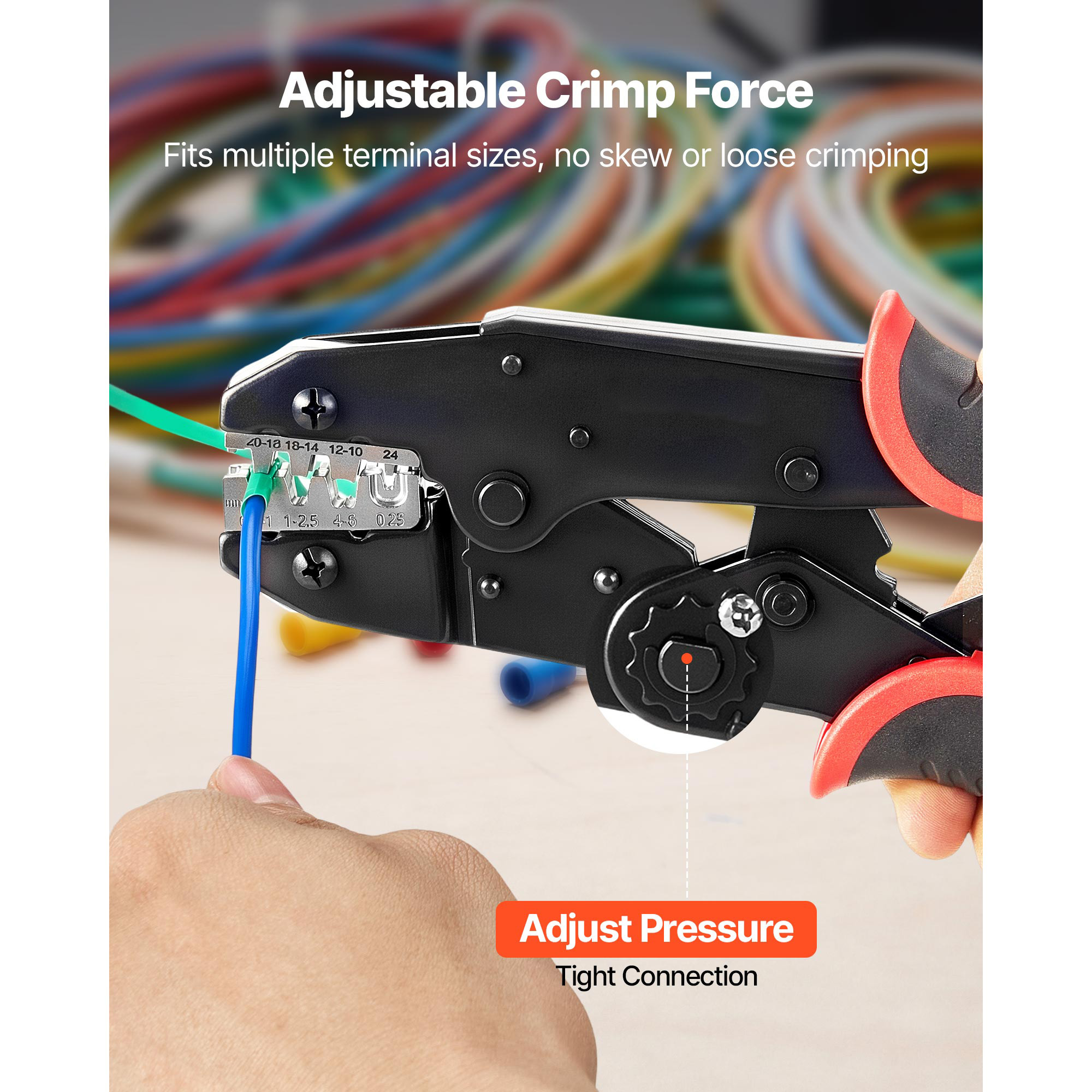 Crimping Tool, 24-10 AWG Ratcheting Wire Crimper Tool, Labor-Saving Electrical Terminal Crimp Pliers With Clear… - 7