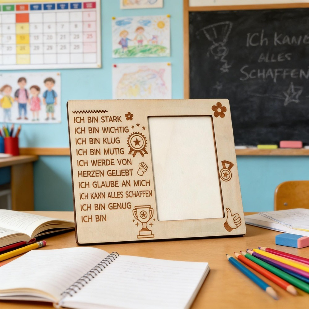 Back-to-School Gift, Complete Set With Table Display Photo Frame, Foam Adhesive Pads & Encouraging Decorations, Personalized First-Day-of-School Gift For School Goodie Bags & Classroom Desk Name Tags