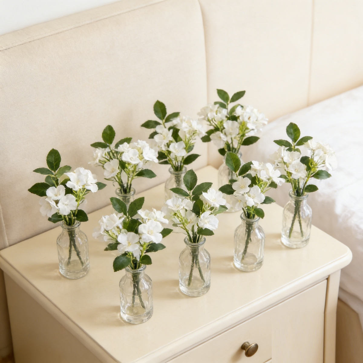 10 Artificial White Miniature Plum Blossoms, Delicate Artificial Flowers For Spring Decor, Versatile Flower Branches For Table Decor And Party Decor—Party Accessory Set