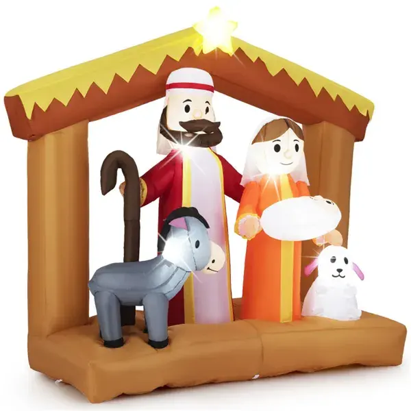 6ft Inflatable Nativity Scene - 6 Built-in