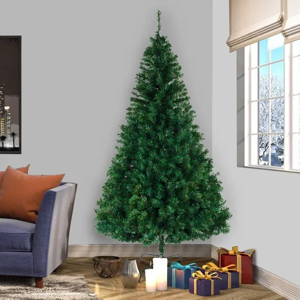 8-Foot Artificial Christmas Tree – Full 1138 Branch Tips with Sturdy Metal Stand for Holiday Home Decor