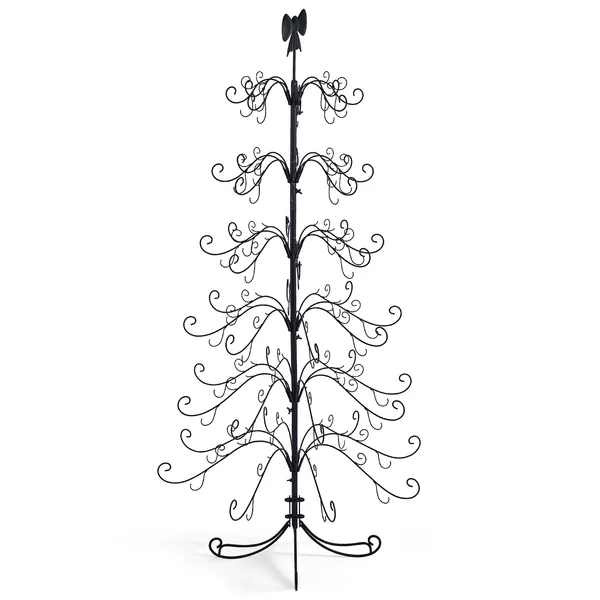 6ft Black PVC Metal Artificial Christmas Tree With Bow Topper, No Extra Ornaments, Daily Decor Tree — foto 2