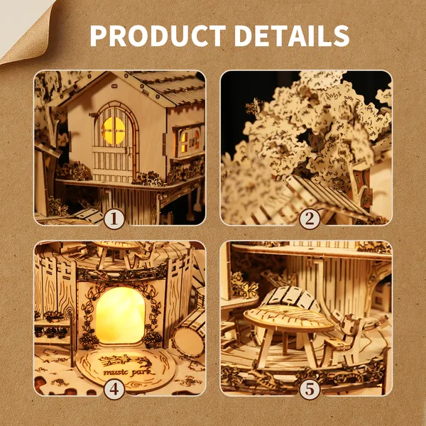 3D Wooden Puzzle Tree House With Light Handmade Crafts Assembly Model Kits Creative Decoration Birthday And Christmas Gifts 2