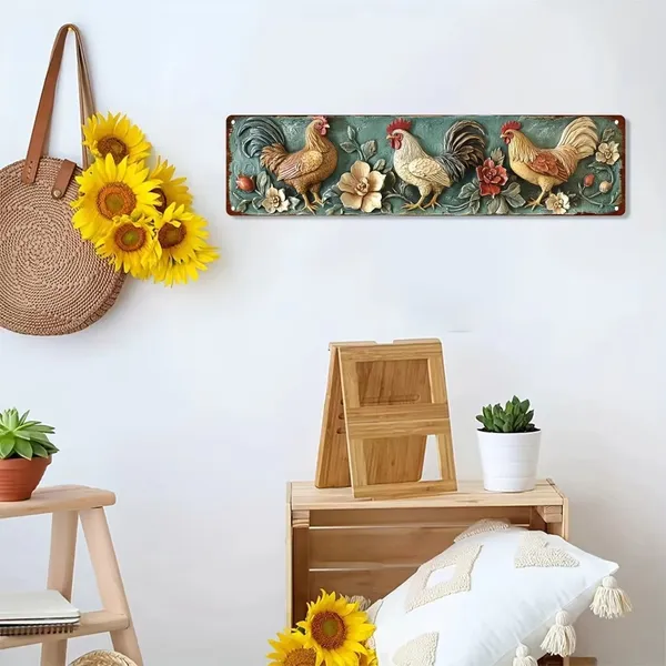 CIFbuy Vintage Rooster Metal Wall Sculpture Home Bar Cafe Decor Perfect Halloween Christmas Gift 4x16 Inches (TikTok, Temu Pick-up Service) — foto 5