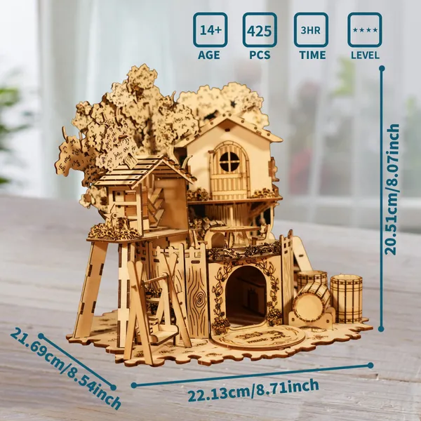 3D Wooden PuzzleTree House Handmade Crafts Assembly Model Kits Creative Decoration Birthday And Christmas Gifts 4