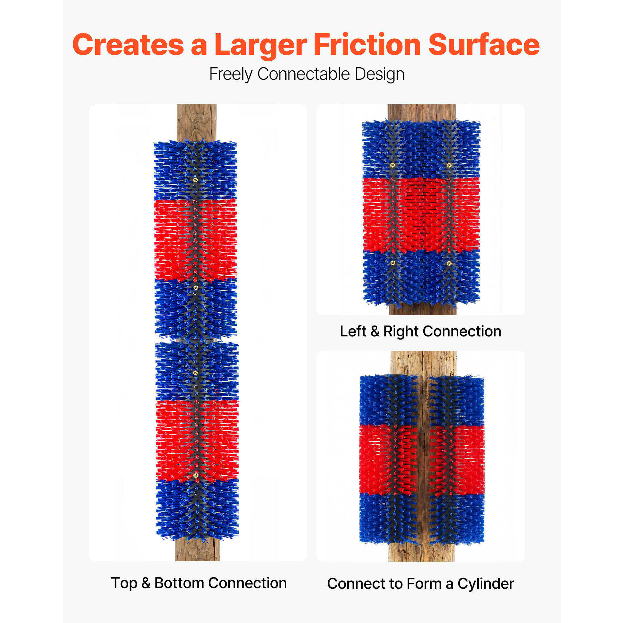 Livestock Scratching Brush, 2PCS Goat Scratcher Brush Post With 8 Screws, 16.9" X 7.5" Cow Scratcher For Back Itch Relief, Massage Grooming Scratch Tool For Horse Cattle Sheep Pig, Blue & Red — image 1