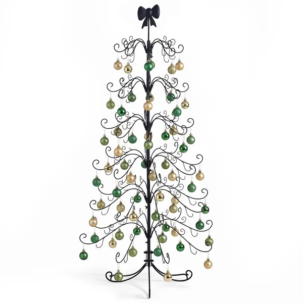 6ft Black PVC Metal Artificial Christmas Tree With Bow Topper, No Extra Ornaments, Daily Decor Tree — foto 4