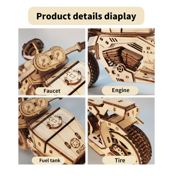 3D Wooden Puzzle Motorcycle Model Kits To Build Wooden Construction Handmade Craft Unique Gift Christmas