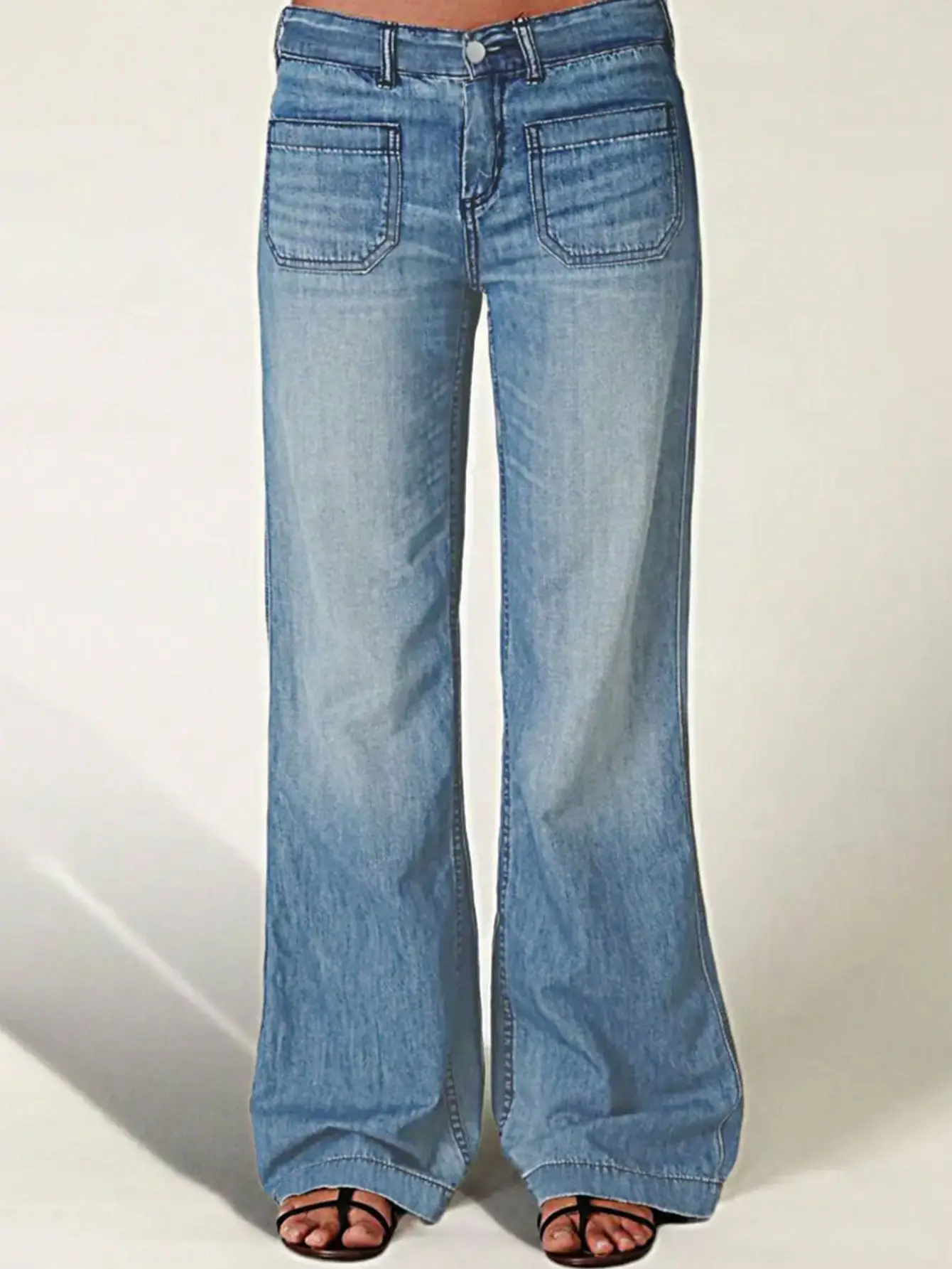 Vintage Light Blue Mid Rise Flare Denim